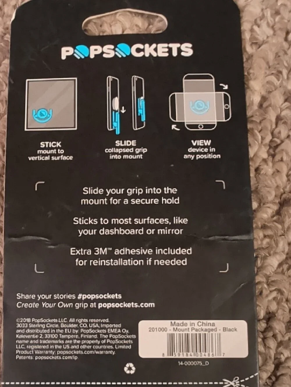 PopSockets Multi-Surface Mount - Black